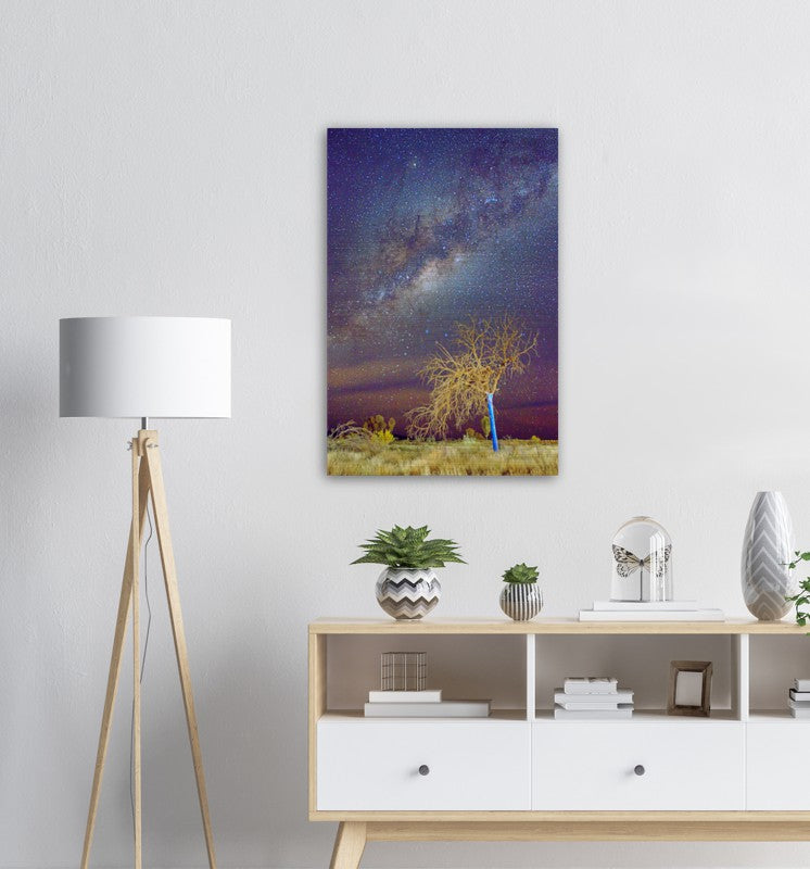 Blue Tree Under the Milky Way Wall Art Print