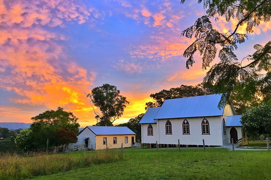 Country Church at Sunset, Beechwood NSW Australia
